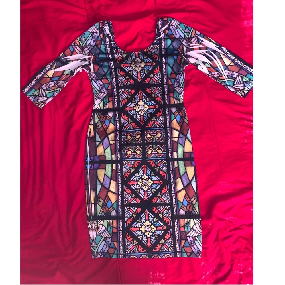 Multicolor Bodycon Mid-length Dress.